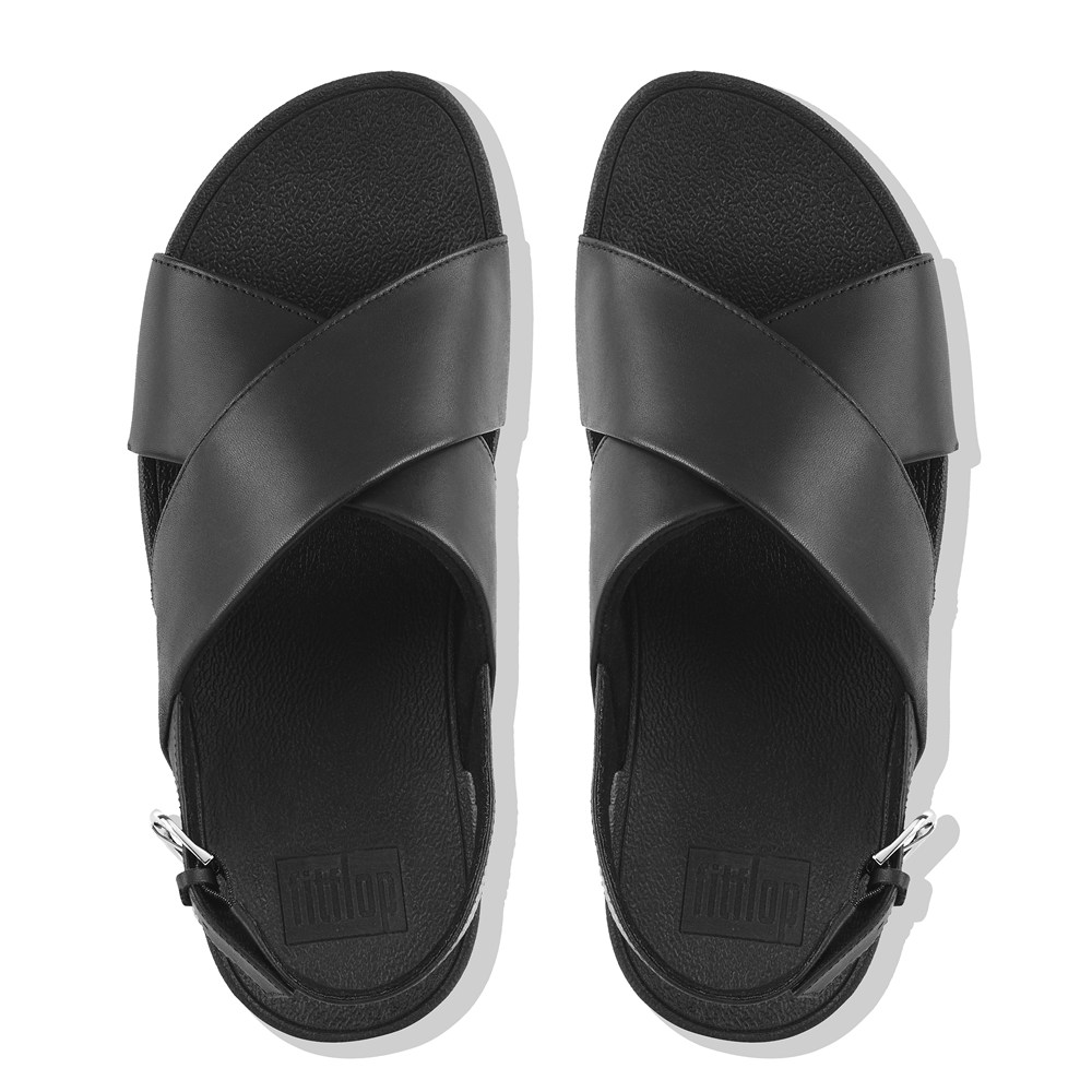 Fitflop Womens Sandals - Lulu Leather Back-strap - Black - 074-NSZJKV